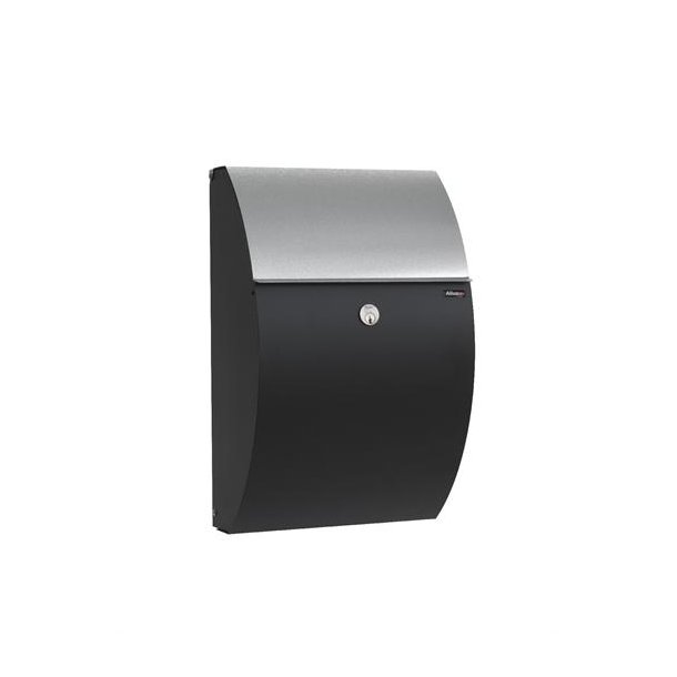 Postkasse SORT - Ekstra rum til aviser : ALLUX 7000